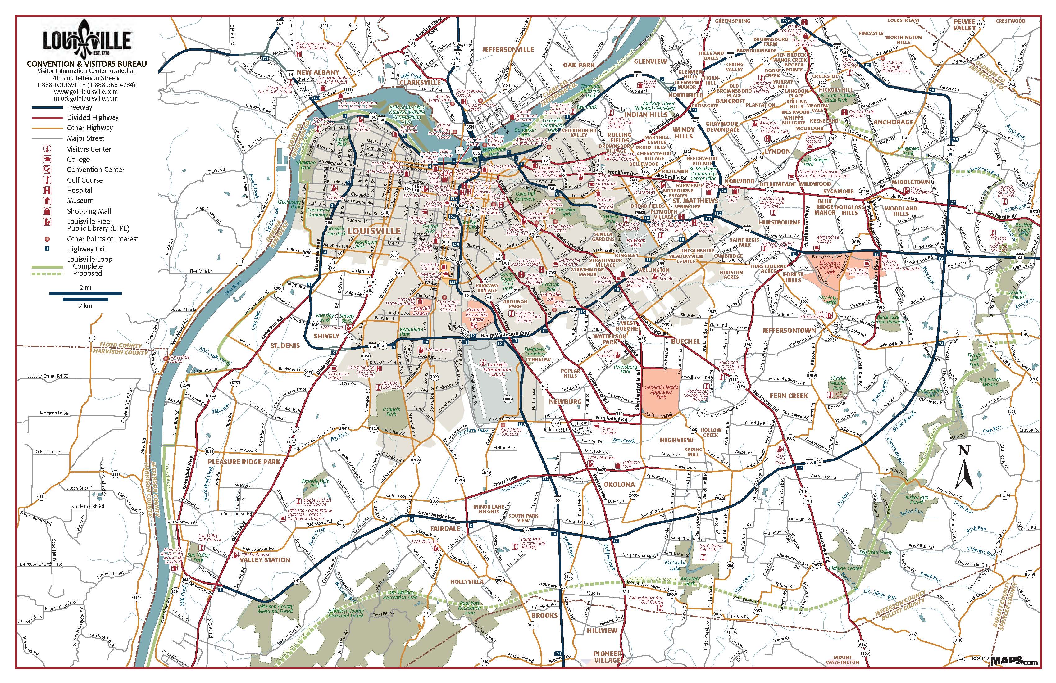 Map of Louisville KY : www.bagssaleusa.com Official Travel Source